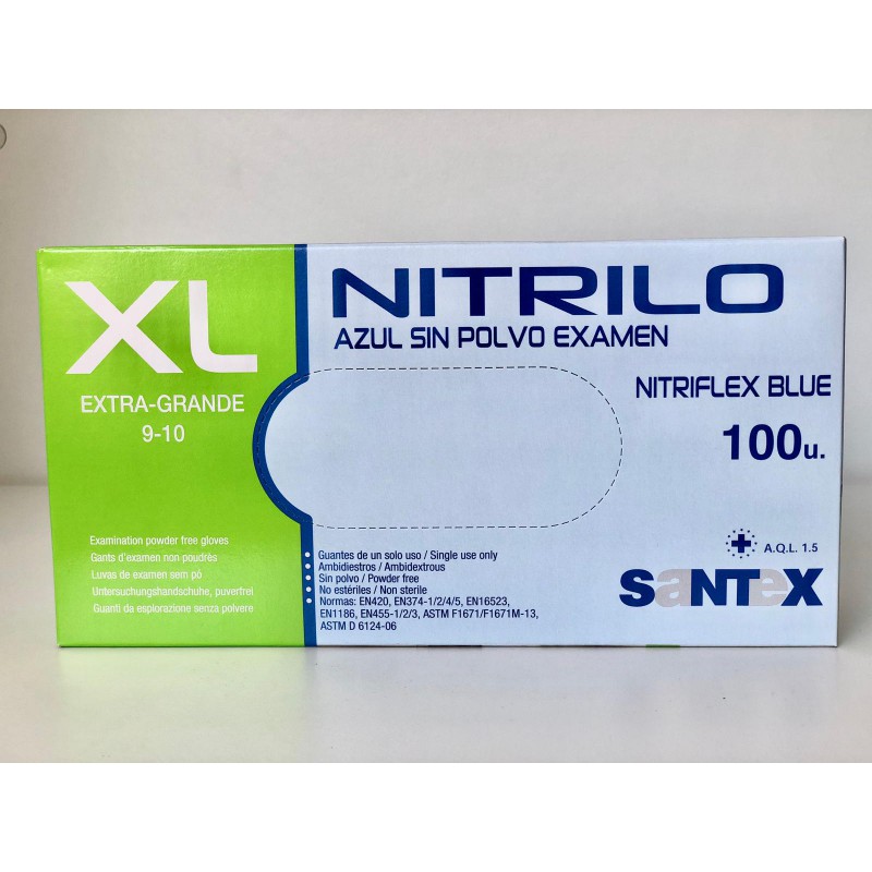 Guantes de Nitrilo sin polvo Talla XL